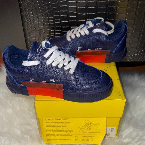 Off-White Boys Vulcanized Lace Up Navy and White Sz 10 Sneakers - Picture 4 of 8